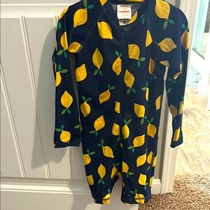 Hanna Andersson Blue and Yellow Lemon Rash Guard One Piece